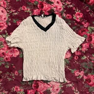 Chic V-Neck Textured Blouse